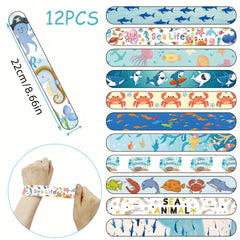 12pcs Ocean Sea Animals Slap Bracelets Birthday Supplies