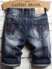 Men's Distressed Denim Shorts Casual Fit Ripped Jeans for Summer