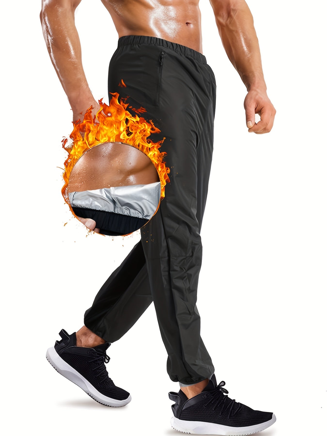 Men's Sauna Sports Pants Waterproof Loose Workout Pants