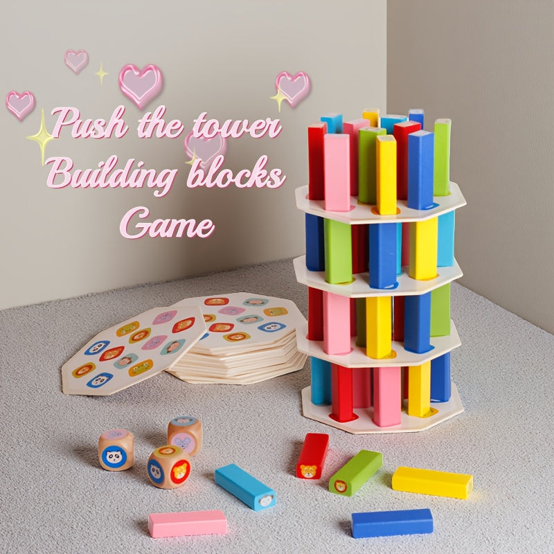 Fun Tower Game Creative 54pcs Tabletop Puzzle Stacking Blocks