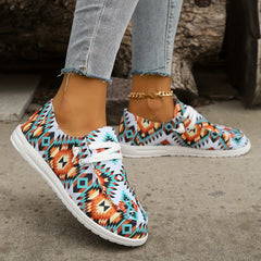 Women's Colorblock Slip On Flat Shoes Lightweight Canvas Low Round Toe