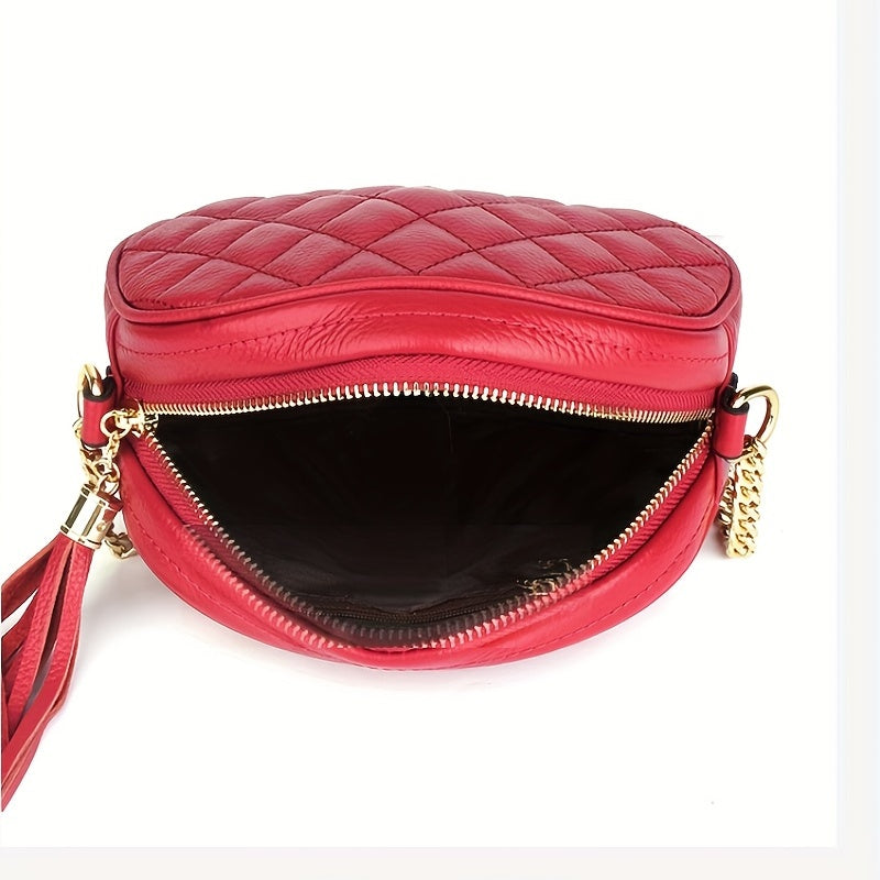 Argyle Pattern Crossbody Chain Bag Zipper Purse Solid Color