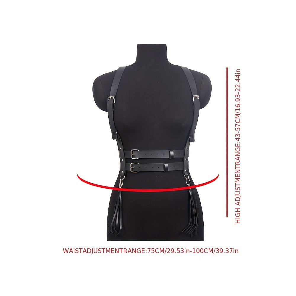  Harness Belt PU Leather Tassel Body Chest Belt Women Punk