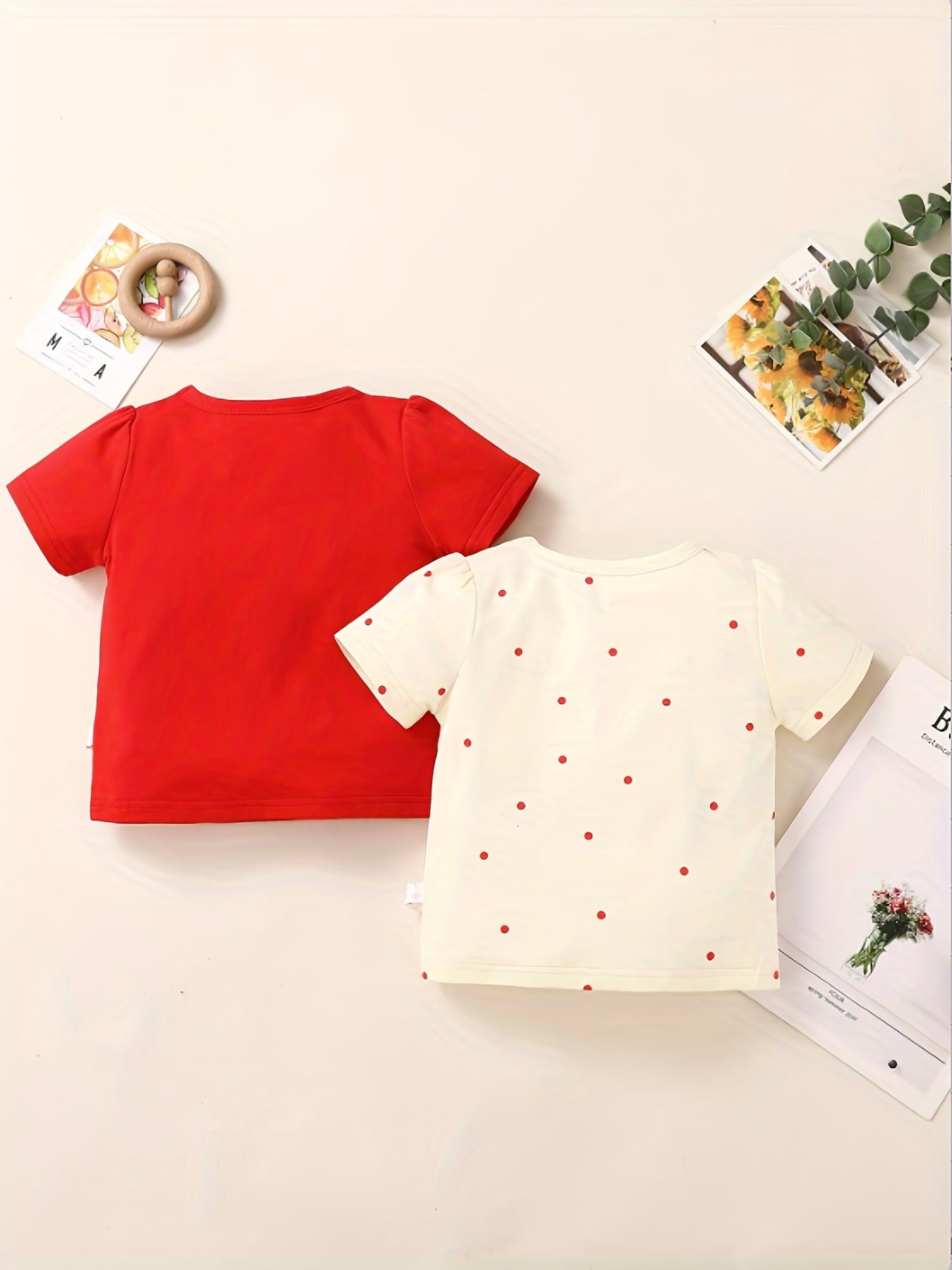 Baby Girls Casual T shirt 2pcs Set Solid Dotted Print Tees Of Colors