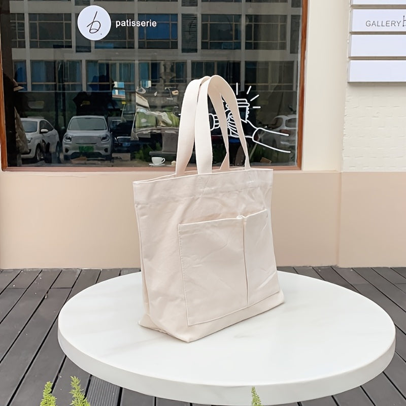 Minimalist Canvas Shoulder Bag Versatile Large Handbag All Match Satchel Bag