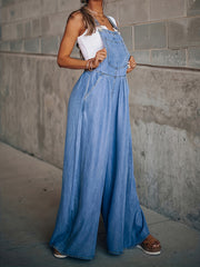Sleeveless Denim Jumpsuit Casual Suspender Trousers
