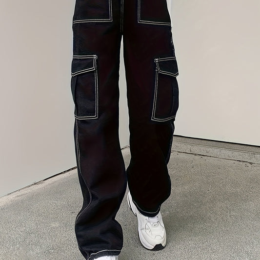 Street Style Loose Fit Cargo Pants Denim Jeans Y2K Vintage Women's Clothing