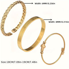 Cross Bangle Set Stainless Steel Hemp Rope Titanium Steel Open Bangle Couple