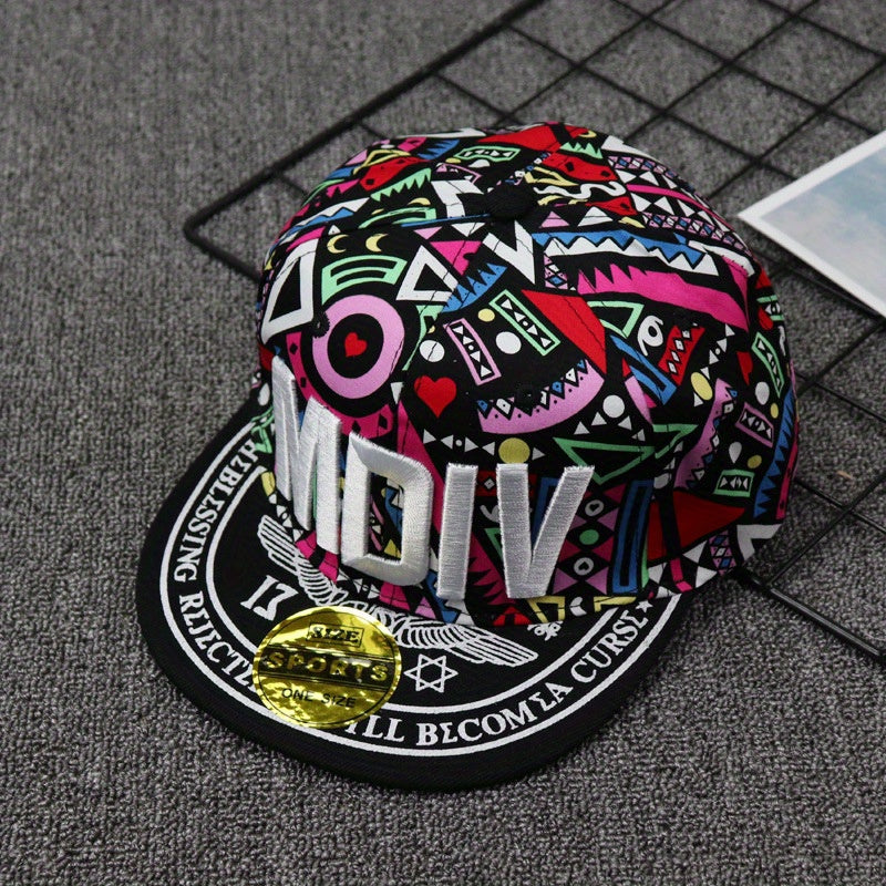 MDIV Embroidery Snapback Hat Hip Hop Graffiti Print Baseball Cap Unisex