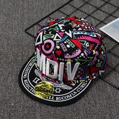 MDIV Embroidery Snapback Hat Hip Hop Graffiti Print Baseball Cap Unisex