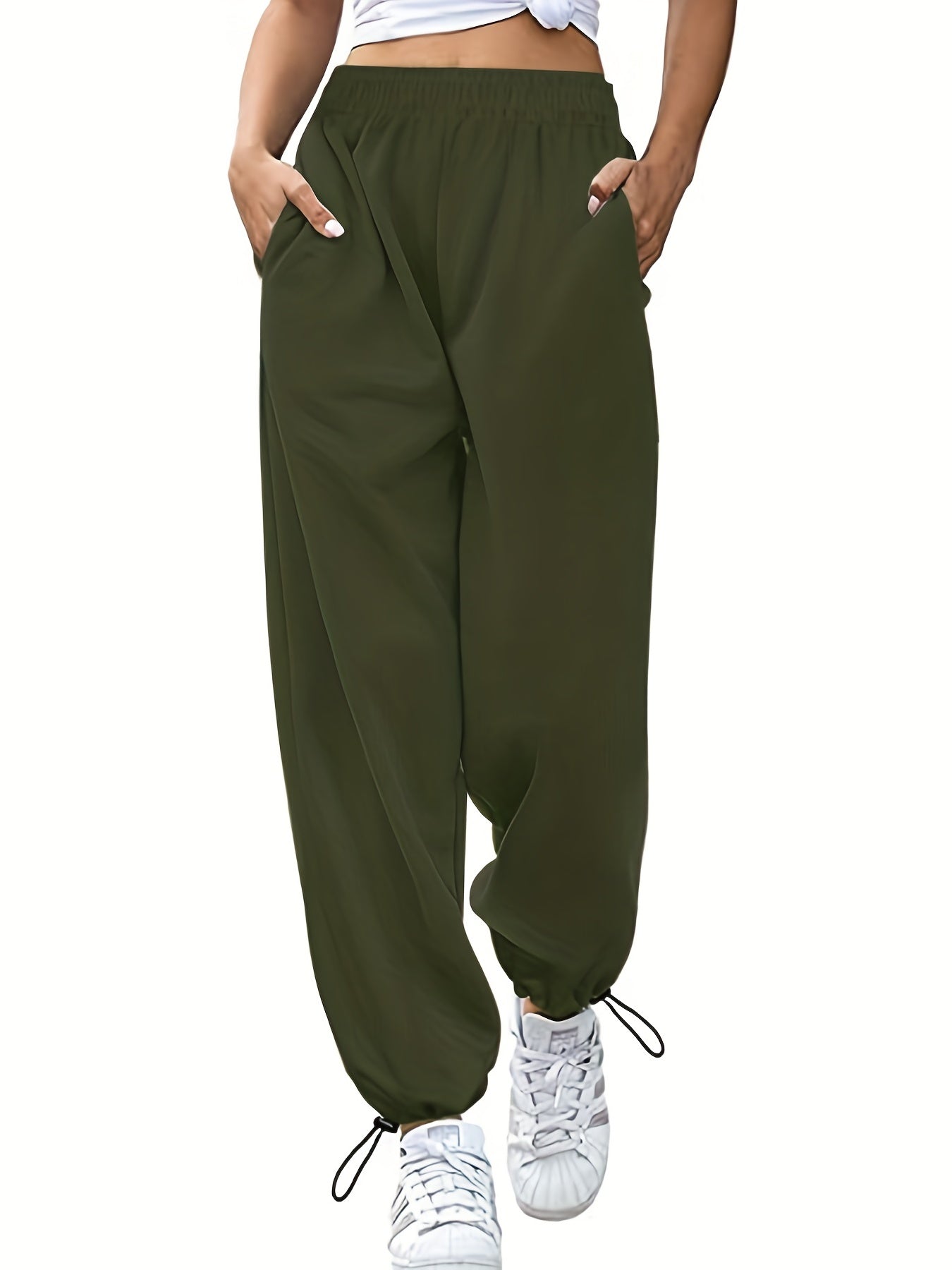  Casual SweatPants Women's Solid Elastic Joggers