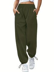  Casual SweatPants Women's Solid Elastic Joggers