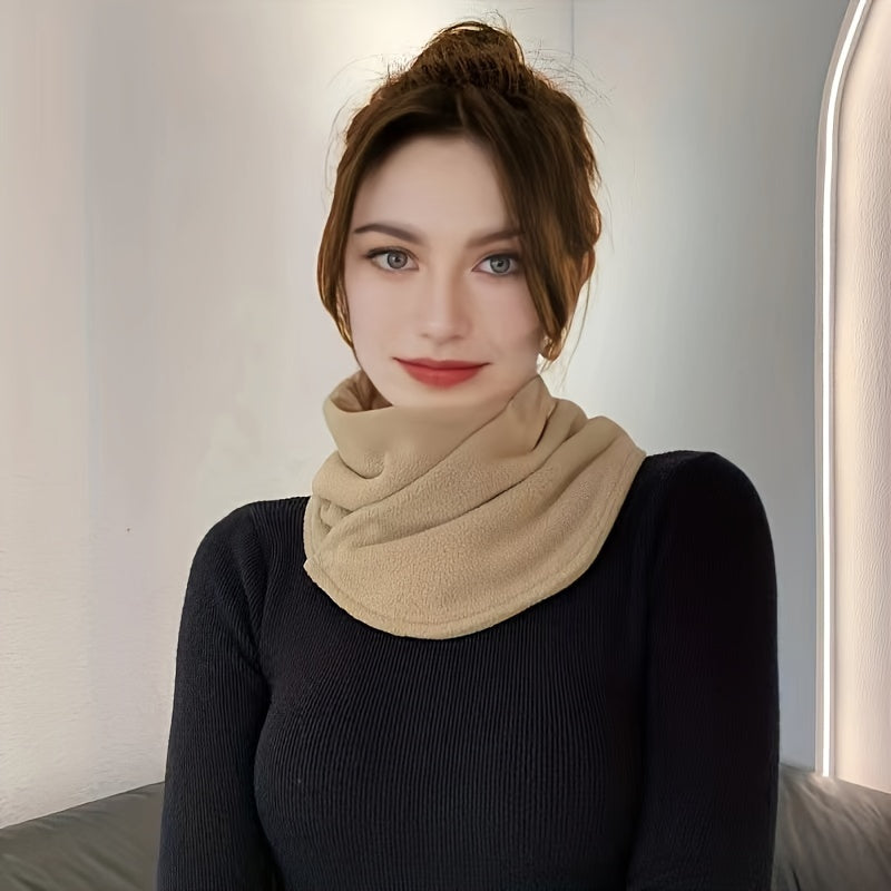 Solid Snap Neck Gaiter Thickened Warm Neck Cover Winter Outdoor Windproof Scarf