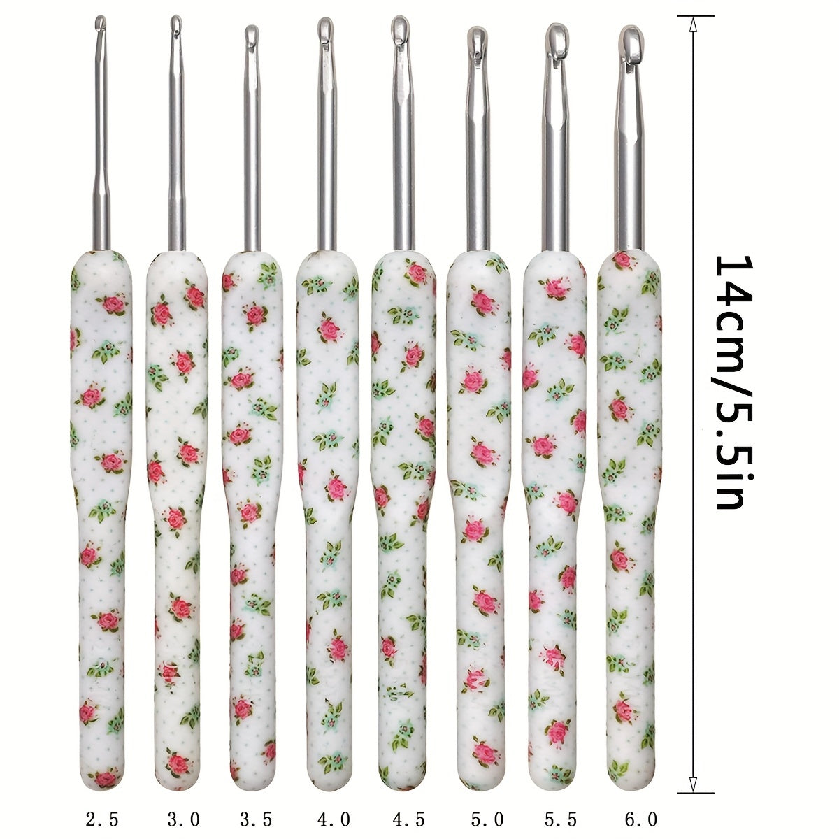 8pcs Crochet Hooks Set Flower Pattern 8 Sizes For Beginners