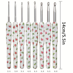 8pcs Crochet Hooks Set Flower Pattern 8 Sizes For Beginners