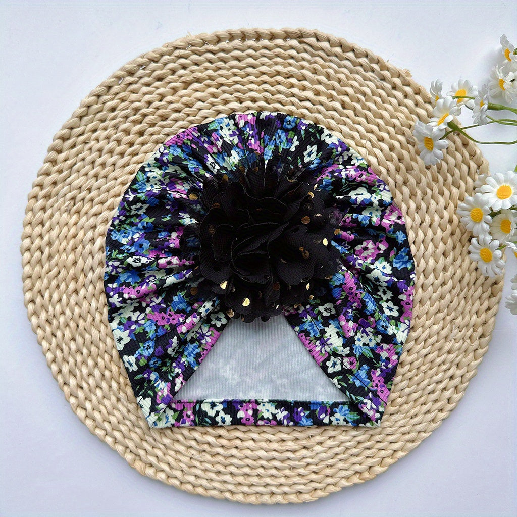 Soft Elastic Strip Flower Baby Hat For Girls