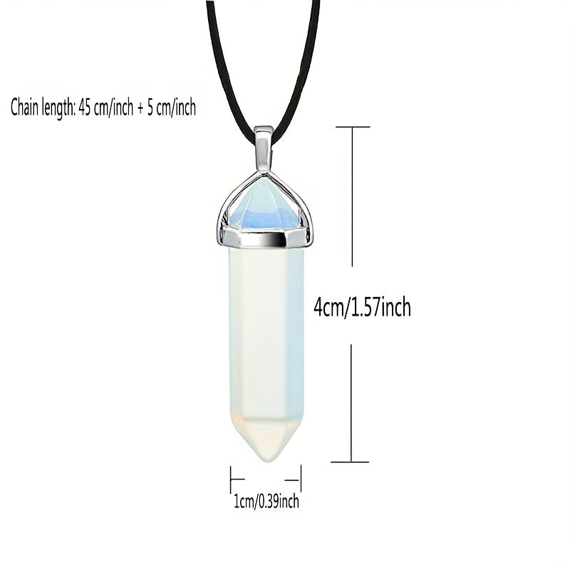 Crystal Hexagonal Column Necklace Pendant