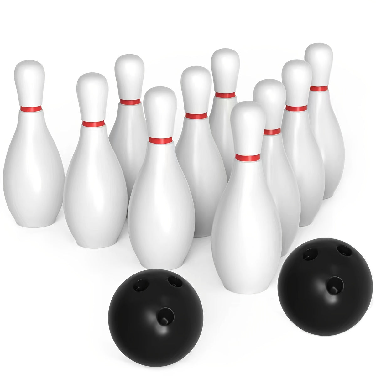 Bowling Ball Toy Set 10 Bottles 2 Balls Classic Style Large Size