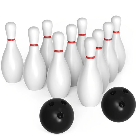 Bowling Ball Toy Set 10 Bottles 2 Balls Classic Style Large Size