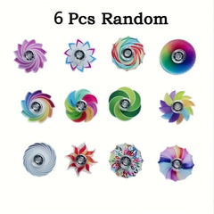 6pcs Fidget Spinners for Kids - Vibrant Colors & Patterns - Durable Pla