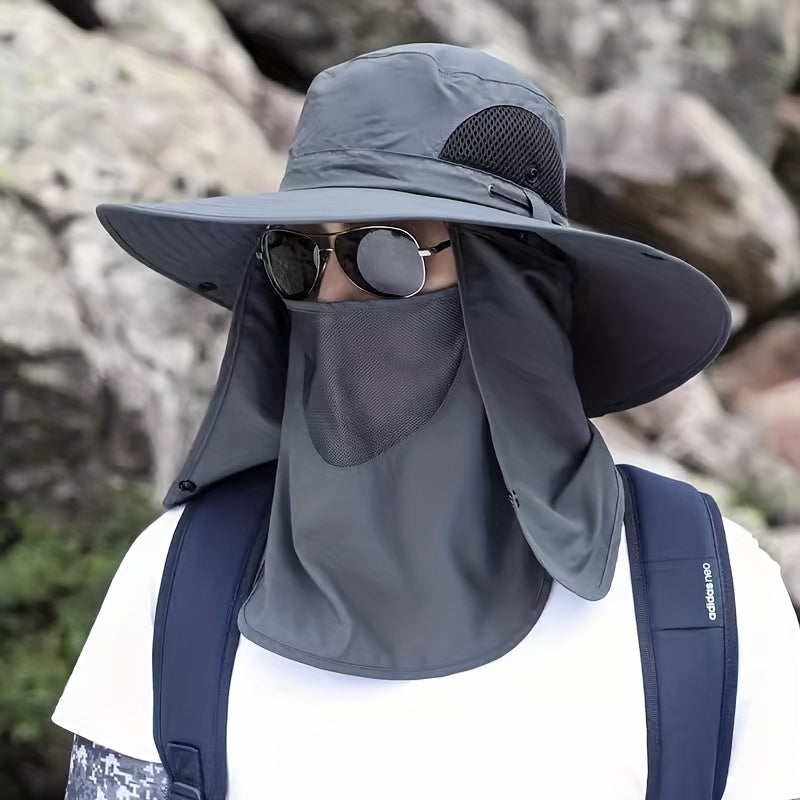 Breathable Bucket Hat with Face Cover for Sun Protection
