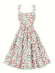  Boho Balloon Print Tie Cami Dress