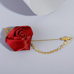 Rose Flower Chain Word Brooch Vintage Wedding Party Brooch Men