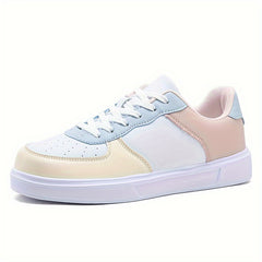 Women's Block Lace up Low Top Fashionable Board Shoes