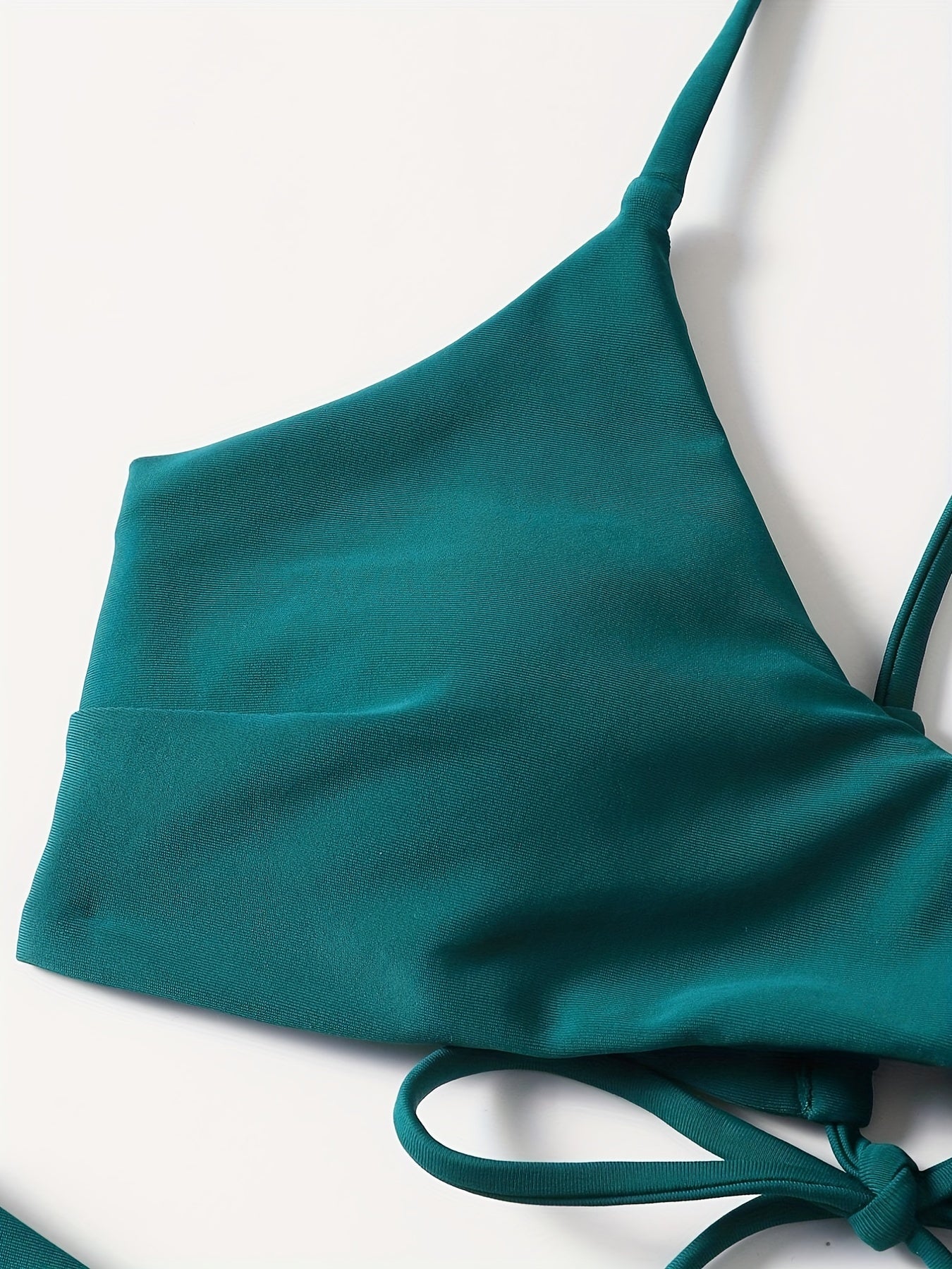 Dark Green Criss Cross Tie Back Bikini Swimsuit