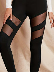 Mesh Stitching Skinny Leggings Casual Lifting Stretchy Leggings