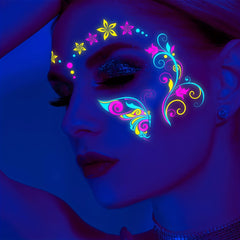 Glow-in-Dark Face Tattoos Neon Stickers for Events