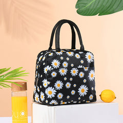 Printed Mesh Lunch Bag Thermal Insulation Hand Bag Patch Pocket