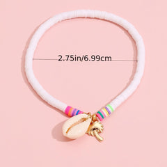 Lady Character Softness Pottery Scallop Coconut Pendant Anklet Jewelry