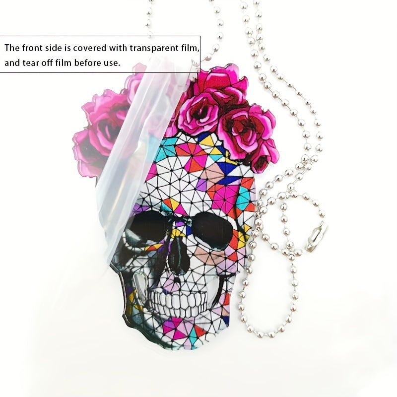 Stylish Flower Skull Car Pendant