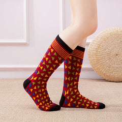 3 Pairs Geometric Pattern Socks Women's Mid Tube Stockings