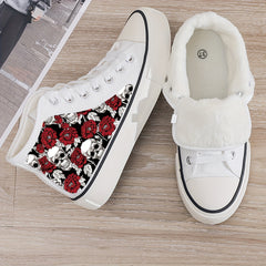 Skull Pattern High Top Skate Shoes with Plush Lining