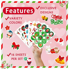 Christmas Theme Non Repeating Stickers Xmas Winter Holiday Party Stickers