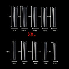 500 Pcs Long Clear Coffin Nail Tips with Case