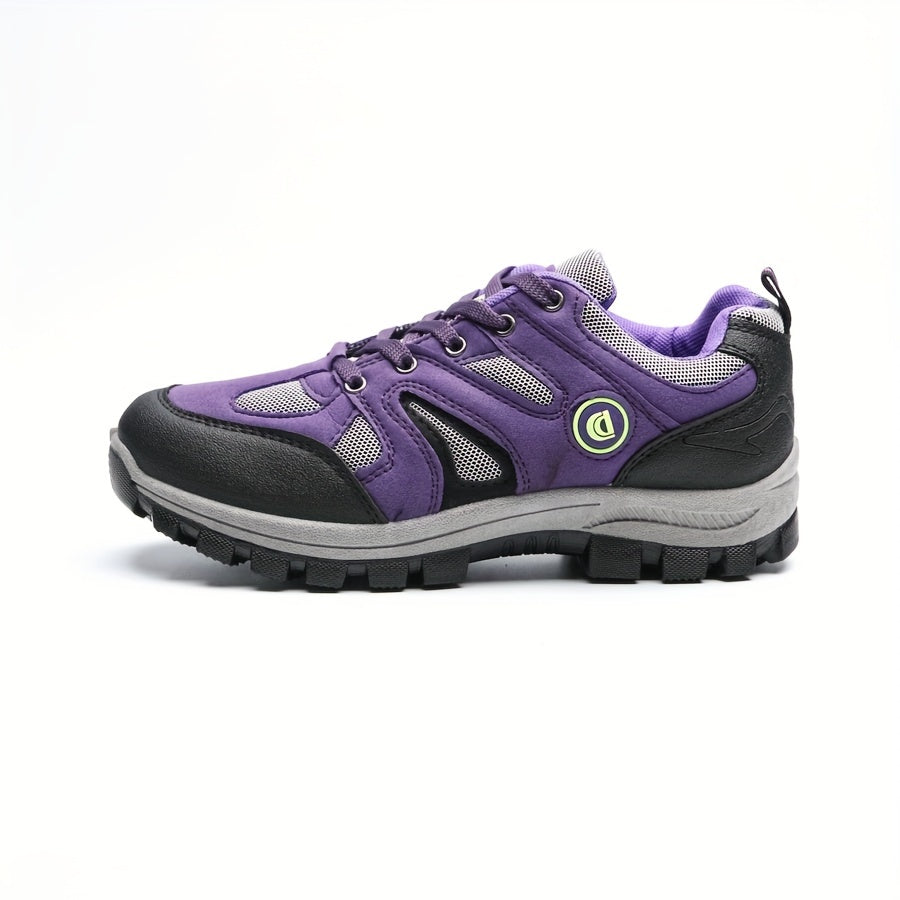 Colorblock Platform Sneakers Lace Up Round Toe Non slip Hiking Shoes