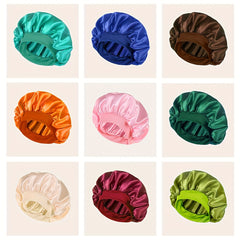 Wide Elastic Band Satin Sleep Cap for Women Night Sleeping Head Cover