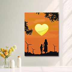 Romantic Sunset Acrylic Painting Kit Couple & Kids Bench DIY