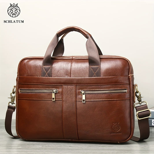 Men's Leather Briefcase Large Capacity Shoulder Bag Computer Handbag