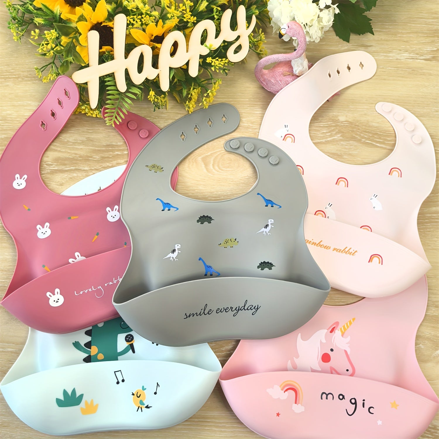 Waterproof Silicone Feeding Bib for Kids with Snap Closure