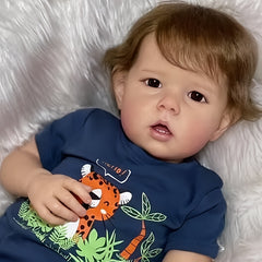 Realistic 19 Inch Doll with Soft Fabric Skin and Hand Rooted Hair