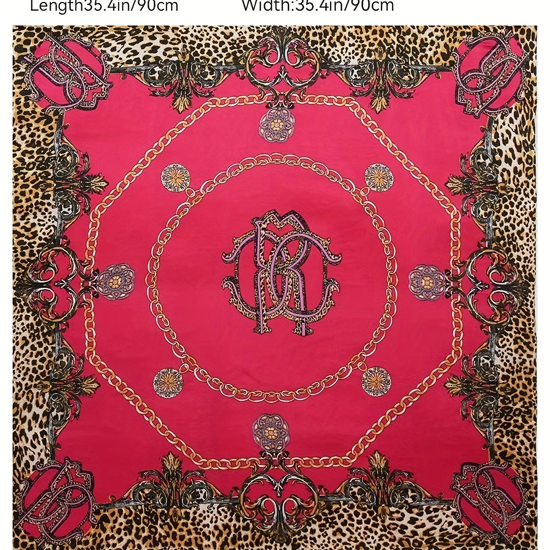 Retro Chain Print Bandana Scarf Casual Shawl Head Wrap For Daily Decoration