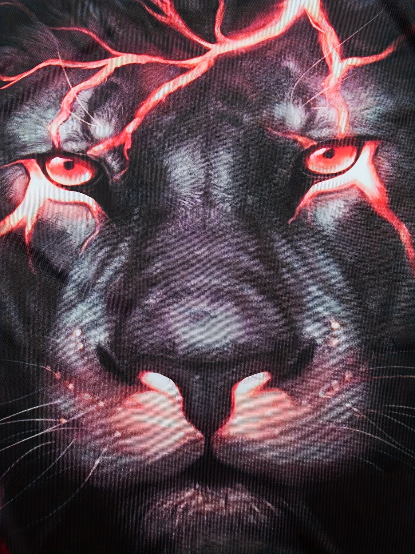 Men's Lion Print Short Sleeve T Shirt Breathable Comfort for Spring & Summer