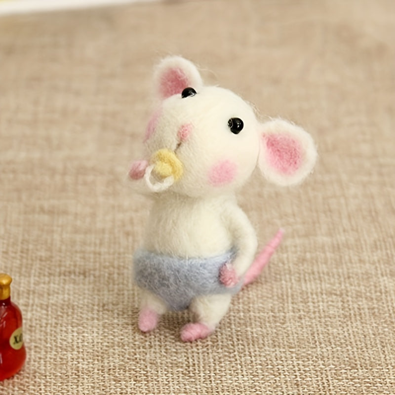 Beginner Wool Felt Set Needle Felt Starter Little Mouse DIY Kit