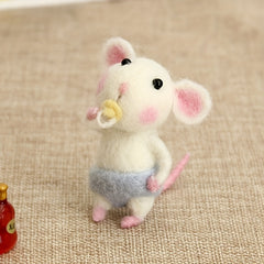 Beginner Wool Felt Set Needle Felt Starter Little Mouse DIY Kit