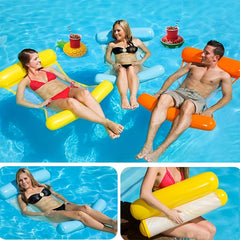 Inflatable Water Hammock Floating Pool Lounge Chair with Air Pump