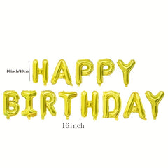 13pcs Birthday Balloon Set Golden Silvery Pink Happy Birthday Party Decoration